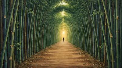 Path Through Tall Bamboo Forest Canvas Wall Art