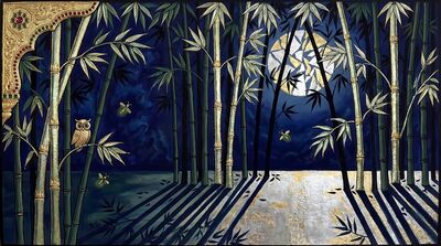 Bamboo Moonlight Silver Grove Canvas Wall Art