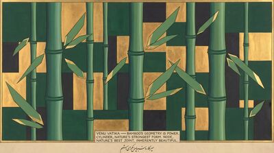 Abstract Geometric Bamboo Forms Canvas Painting