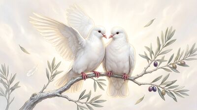 White Dove Pair Peace Purity Canvas Painting