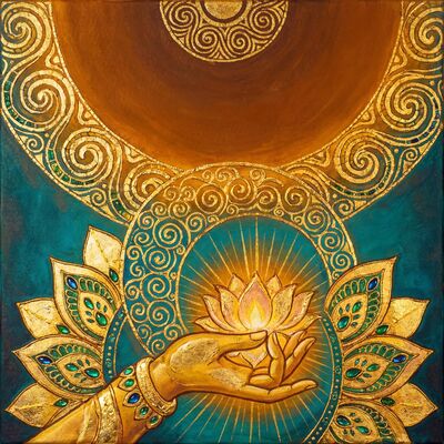 Golden Buddha Hand Canvas Wall Art