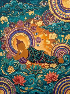 Reclining Buddha Canvas Painting