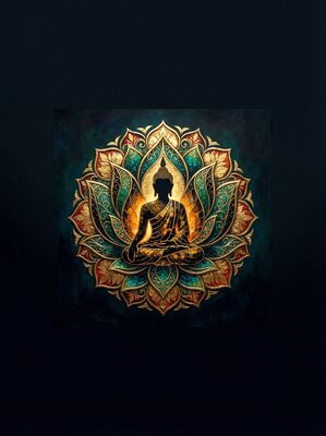 Buddha Silhouette in Lotus Canvas Painting