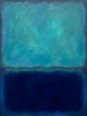 Mark Rothko Teal and Navy Canvas Painting