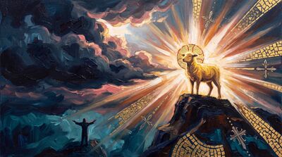 Lamb of God Amber Radiance Canvas Wall Art