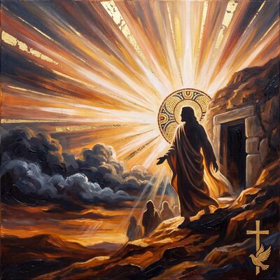 Resurrection Ochre Light Canvas Wall Art