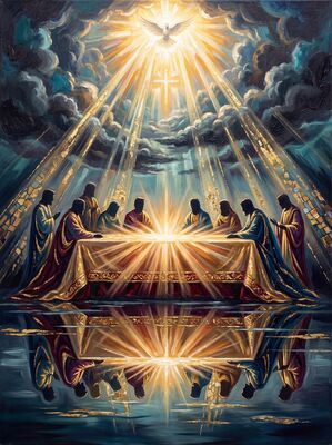 The Last Supper Burgundy Canvas Painting