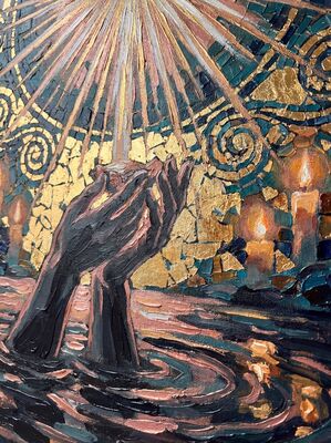 Baptism Scene River Divine Light Canvas Painting