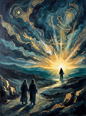Road to Emmaus Sunset Canvas Painting