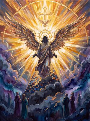 Majestic Angel Purple Twilight Canvas Wall Art