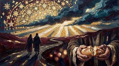 Road to Emmaus Burgundy Sunset Canvas Painting