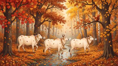 Sacred Cows Autumn Harvest Canvas Painting