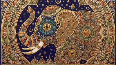 Elephant Mandala Sacred Geometry Canvas Wall Art