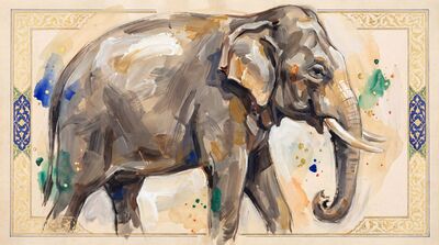 Abstract Brushstroke Elephant Modern Canvas Painting