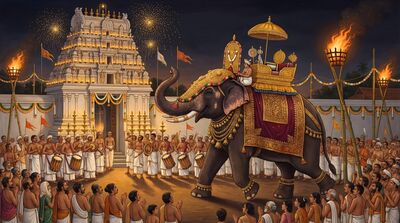 Temple Festival Elephant South India Canvas Painting