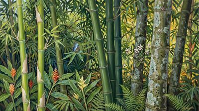 Eight Bamboo Tropical Habitat Oil Painting Canvas Wall Art