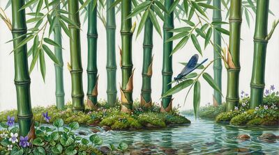 Bamboo Crystalline Stream Canvas Wall Art