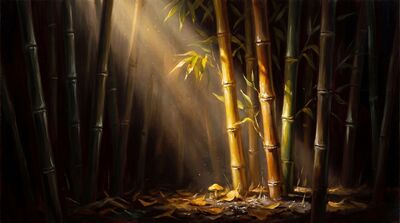 Bamboo Golden Light Rembrandt Canvas Painting