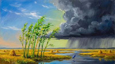 Bamboo Thunderstorm Marsh Canvas Wall Art