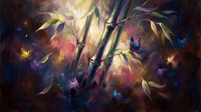 Bamboo Floating Dreamscape Canvas Painting