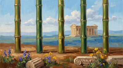 Bamboo Arcadian Landscape Canvas Painting