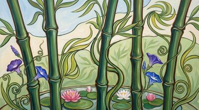 Bamboo Botanical Art Nouveau Flow Canvas Painting