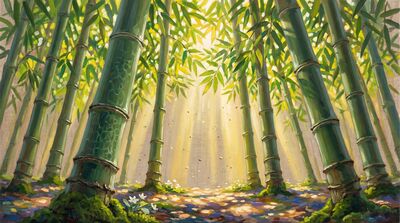 Bamboo Light Cathedral Masterwork Canvas Painting