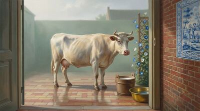 Sacred Cow Dutch Courtyard Canvas Wall Art