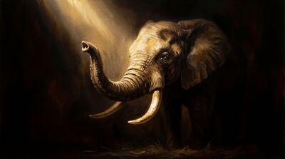 Dramatic Elephant Portrait Canvas Painting
