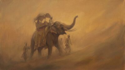 Elephant Baroque Procession Canvas Wall Art