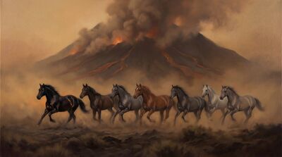 Seven Horses Volcanic Canvas Painting
