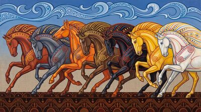 Seven Horses Secessionist Frieze Canvas Wall Art