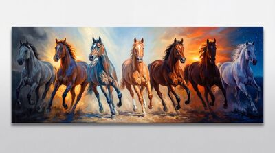 Supreme Seven Horses Dawn to Dusk Canvas Painting