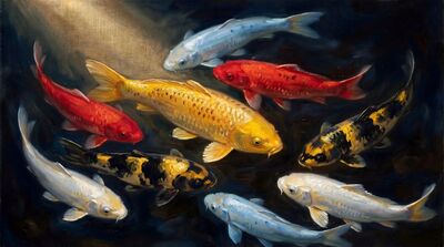 Nine Koi Dutch Golden Age Still Life Canvas Painting