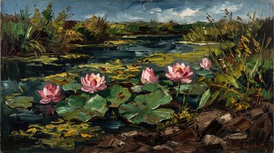 Lotus Pond Realist Canvas Painting