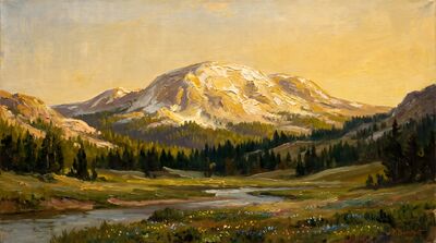 Golden Mountain Range Oil Painting Canvas Wall Art