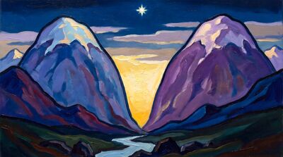 Guardian Mountain Peaks Celestial Oil Painting Canvas Wall Art
