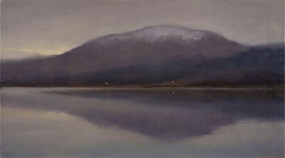 Mountain Lake Nocturne Twilight Oil Painting Canvas Wall Art