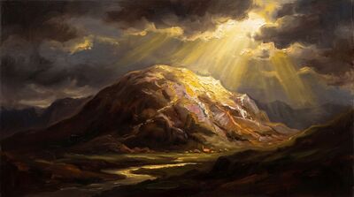 Dramatic Shadow Mountain Canvas Painting
