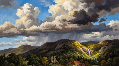 Mountain Storm Sky Canvas Painting