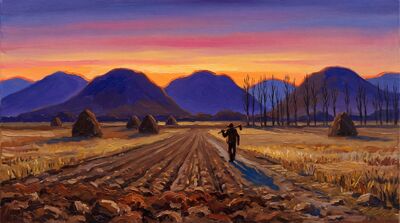 Mountain Twilight Plain Canvas Wall Art