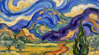 Mountain Swirling Peaks Canvas Painting