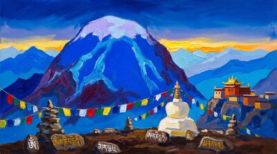 Sacred Himalayan Mountain Peaks Canvas Painting