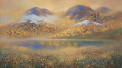 Mountain Golden Ornamental Klimt Canvas Wall Art