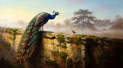 Peacock at Dawn Oil Painting Canvas Wall Art
