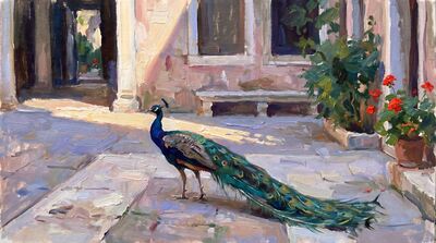 Peacock Venetian Palazzo Oil Painting Canvas Wall Art