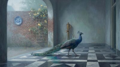 Peacock Dutch Courtyard Canvas Wall Art
