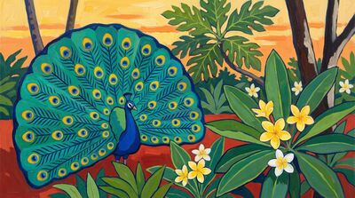 Peacock Tropical Gauguin Canvas Wall Art