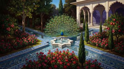 Peacock Persian Paradise Canvas Painting