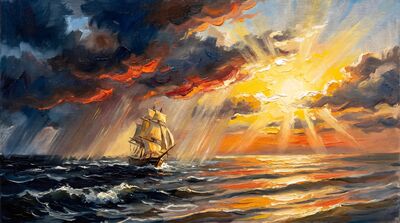 Turner Maritime Sunrise Oil Painting Canvas Wall Art